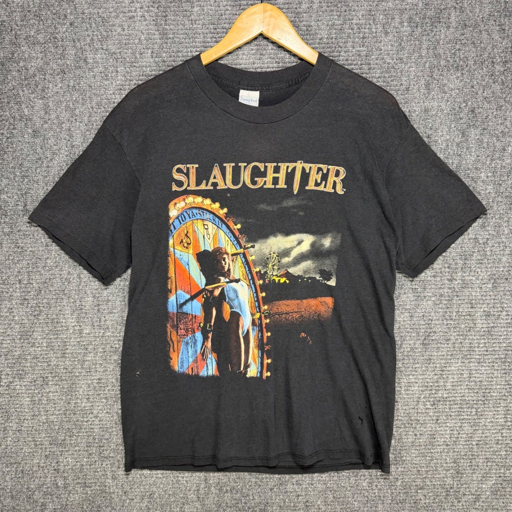 Vintage 1990 Slaughter Stick It To Ya Band T-Shirt Spring Ford Black XL